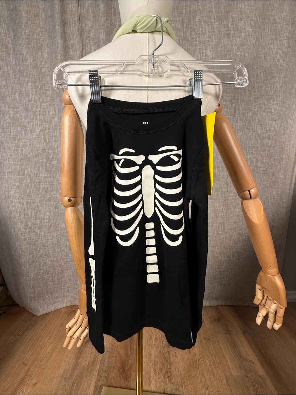 GAP Black Long Sleeve Tee with White Skeleton Graphic